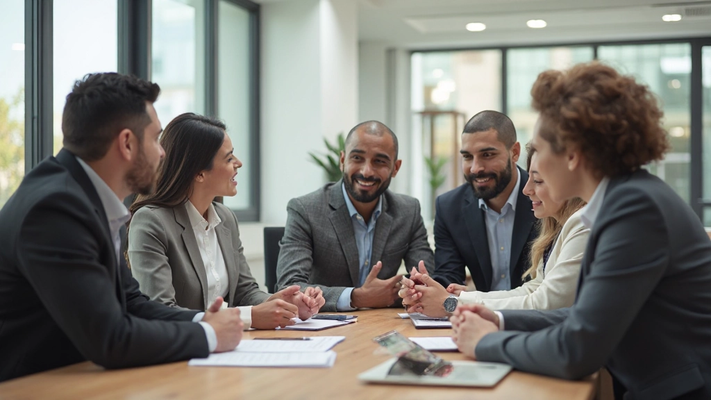 Профессиональная фотография команды, обсуждающей проект за столом