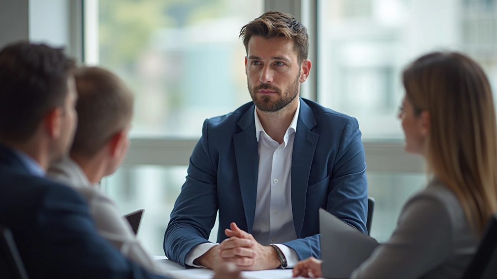 Профессиональный лидер проводит встречу с командой в современном офисе