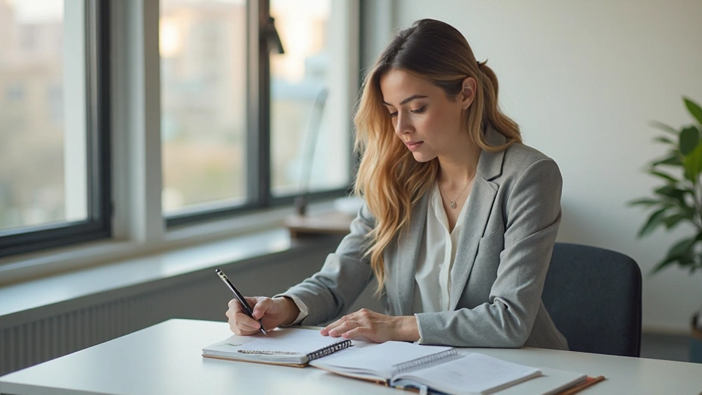 Профессиональный рабочий стол с планировщиком, ноутбуком и организованными материалами